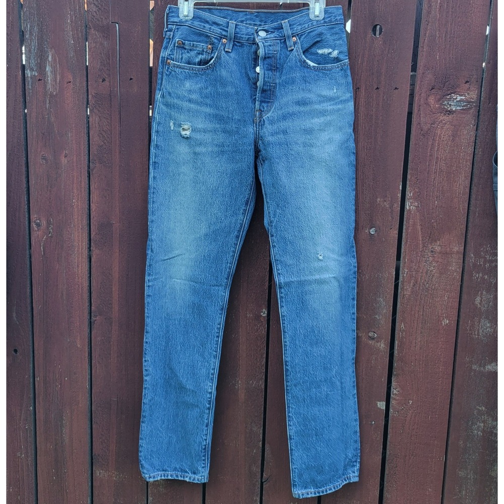 Levis‎ Sig Premium 501 Jeans 27x32 (Actual 29x31) Med Wash Button Fly Distressed